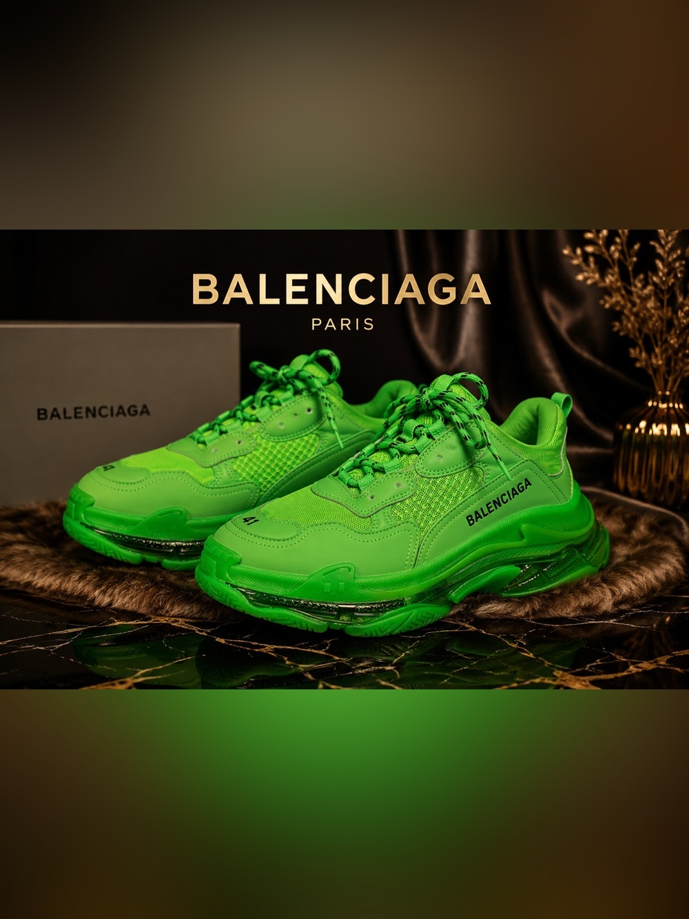 Balenciaga Men's Triple S Sneaker — Bright Green
